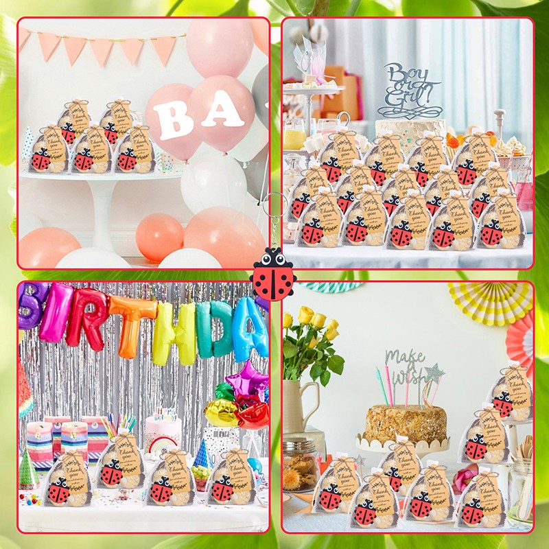 20 Set Ladybug Party Favors Include 20 Keychains,20 Thank You Tags And 20 Bag TO