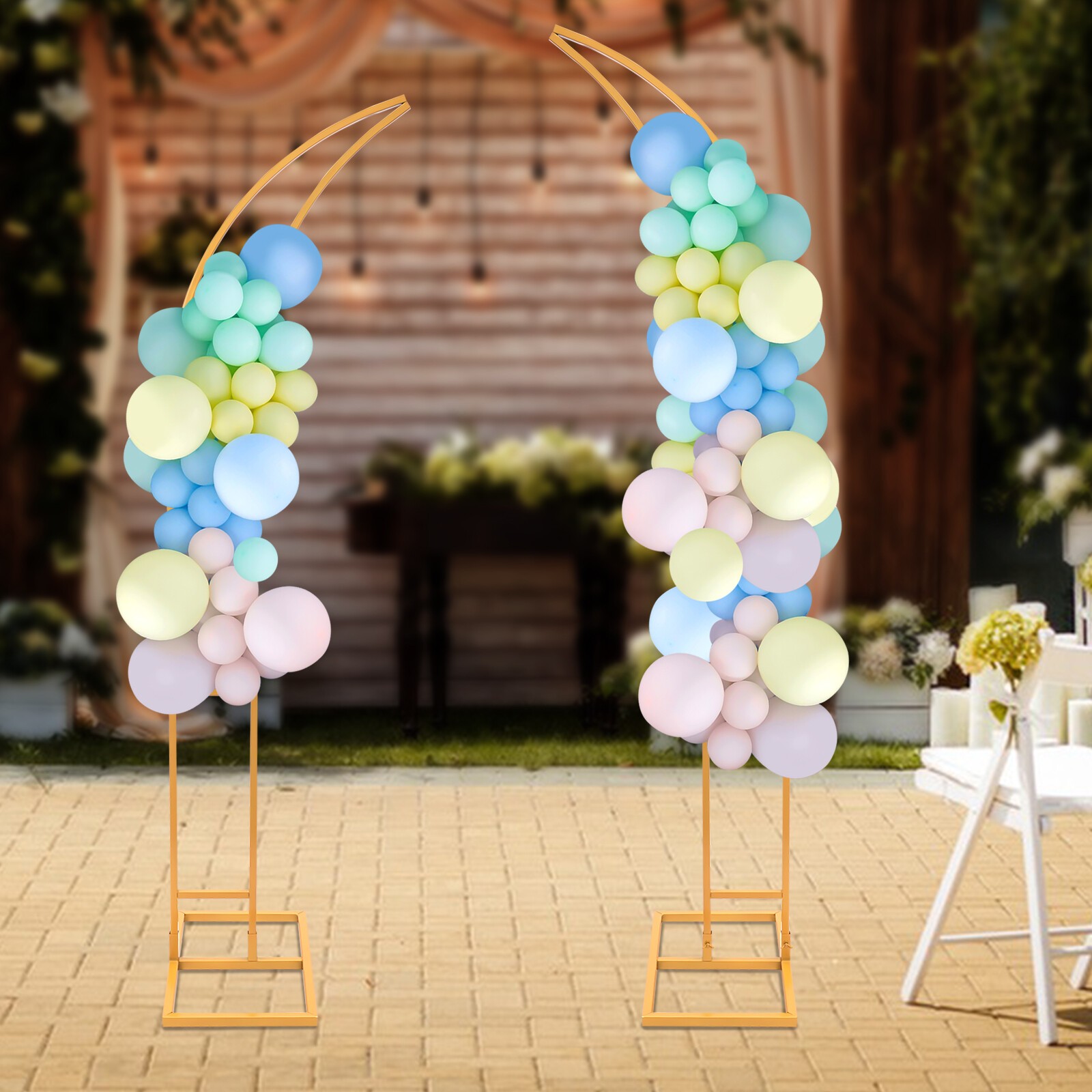 2Pcs Metal Wedding Arch Backdrop Flower Stand Balloon Stand Party Event Decor