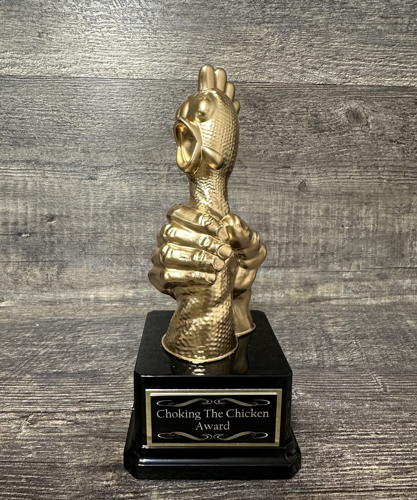 Inappropriate CHOKING THE CHICKEN Award Funny Loser Trophy Adult Humor Gag Gift