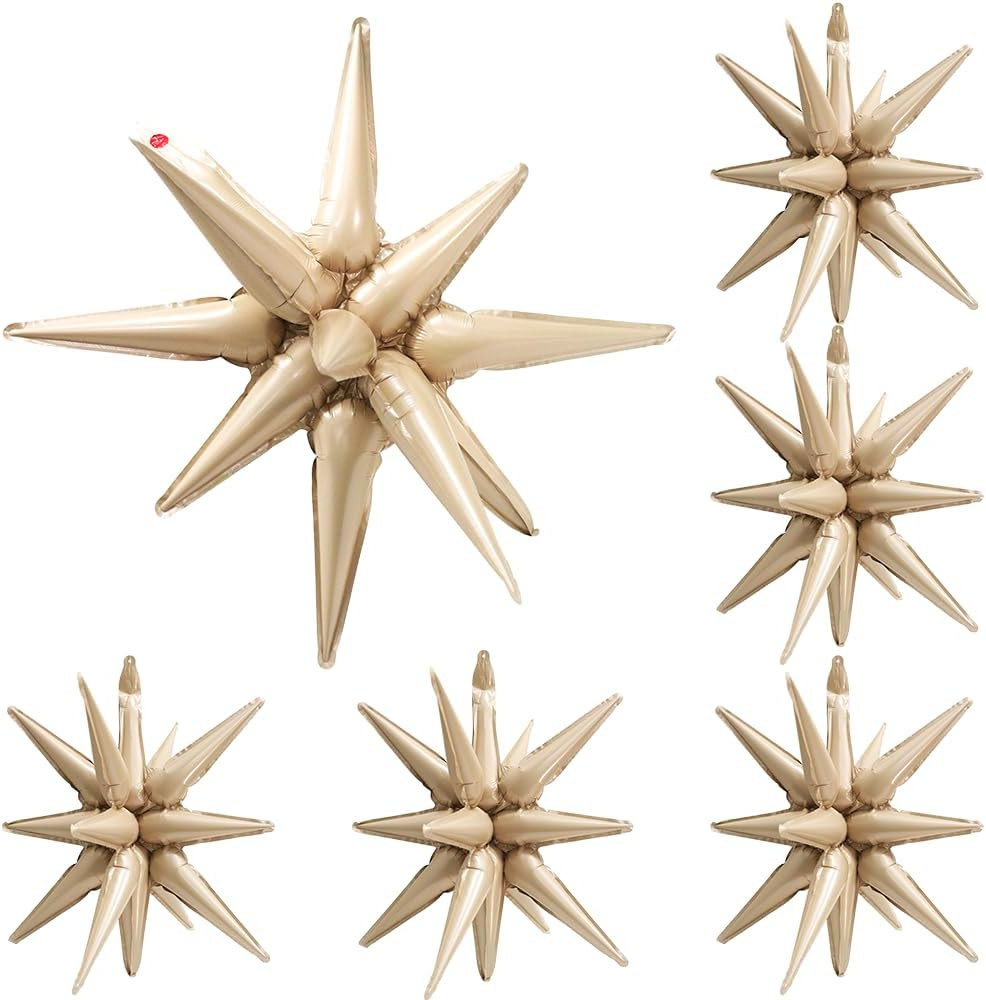 4D 14 Point One-Piece Star Cone Balloon Metallic Spike Explosion Star Balloon, 6