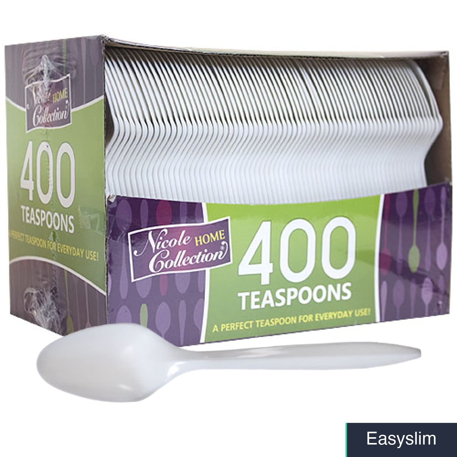 Plastic Teaspoons 400 Count Midweight White Disposable Bulk Cutlery Set