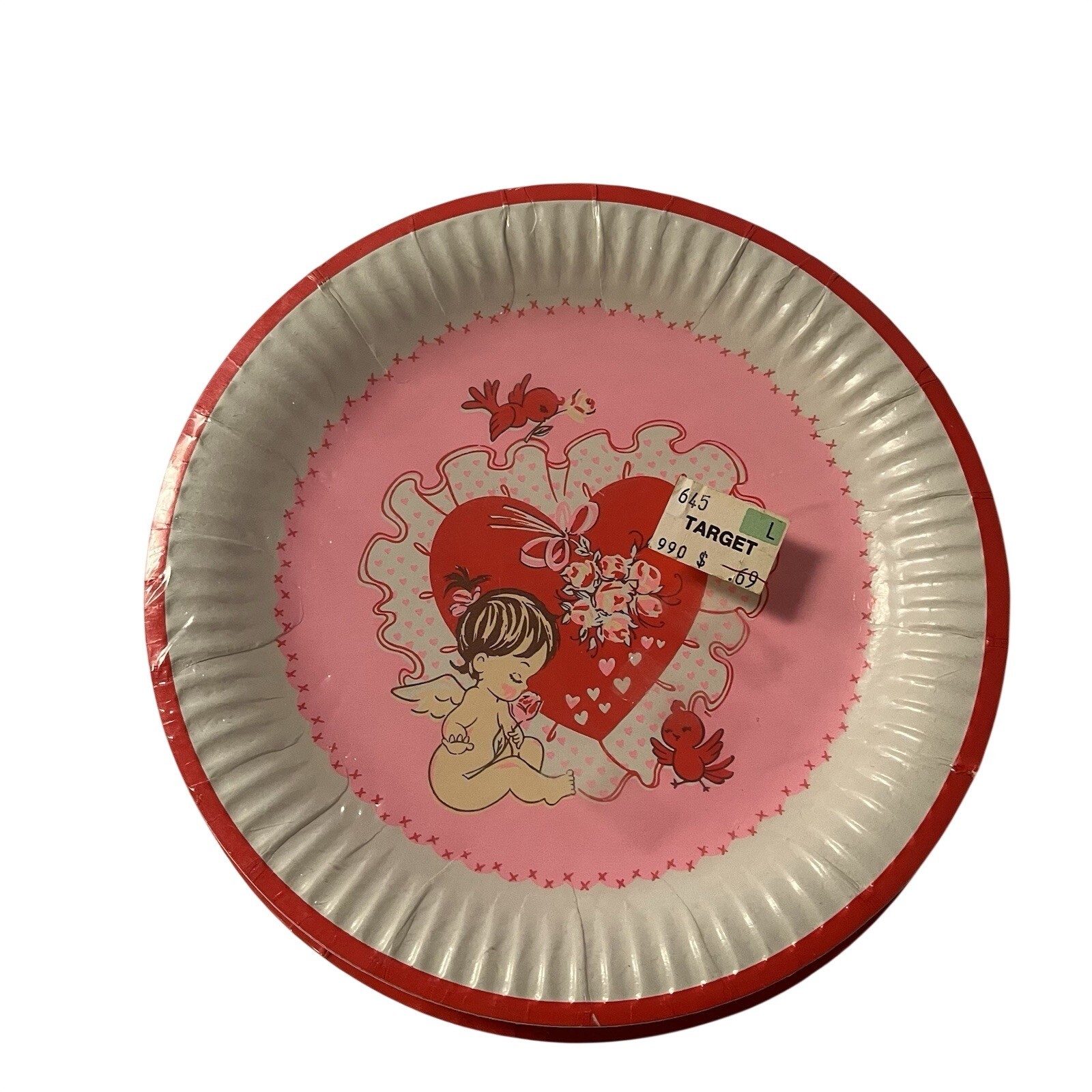 Vintage Reed Valentines Day Plates Hearts Cupid Love 7″ Coated 8 ea Lot Of 4