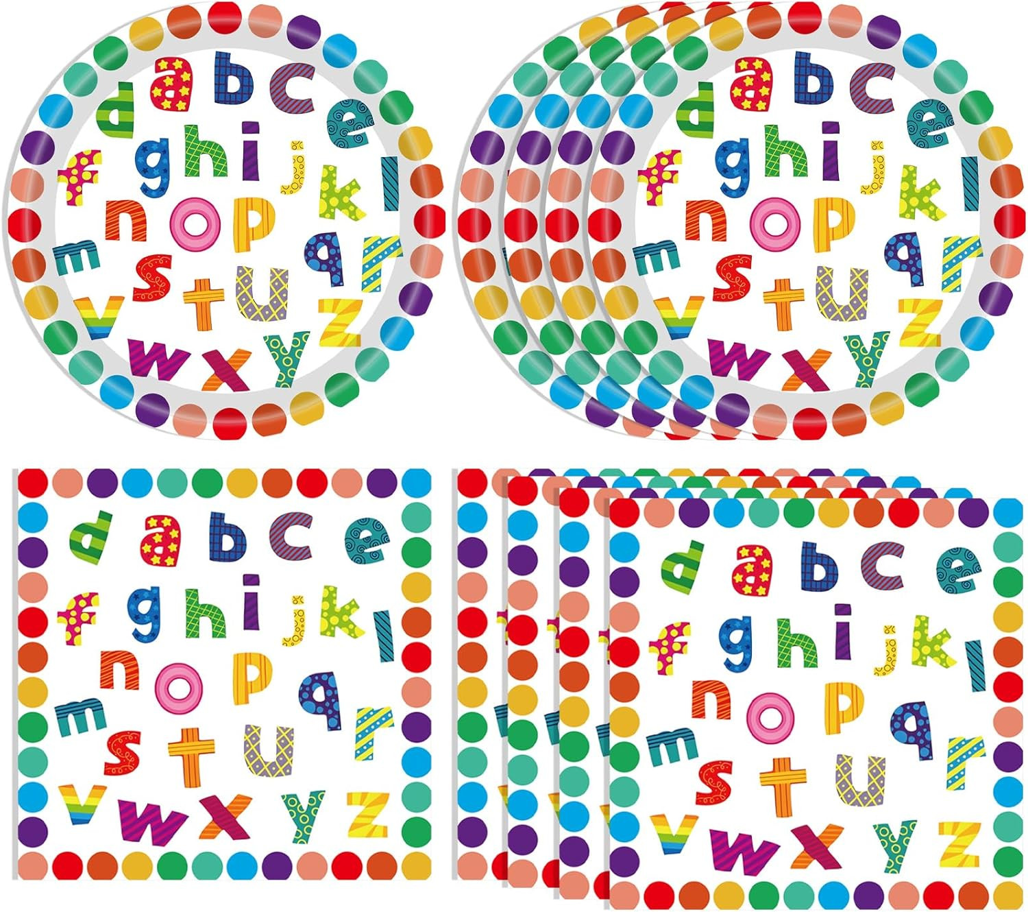 40PCS Alphabet Number Party Supplies Rainbow Alphabet Disposable Party Decor Inc