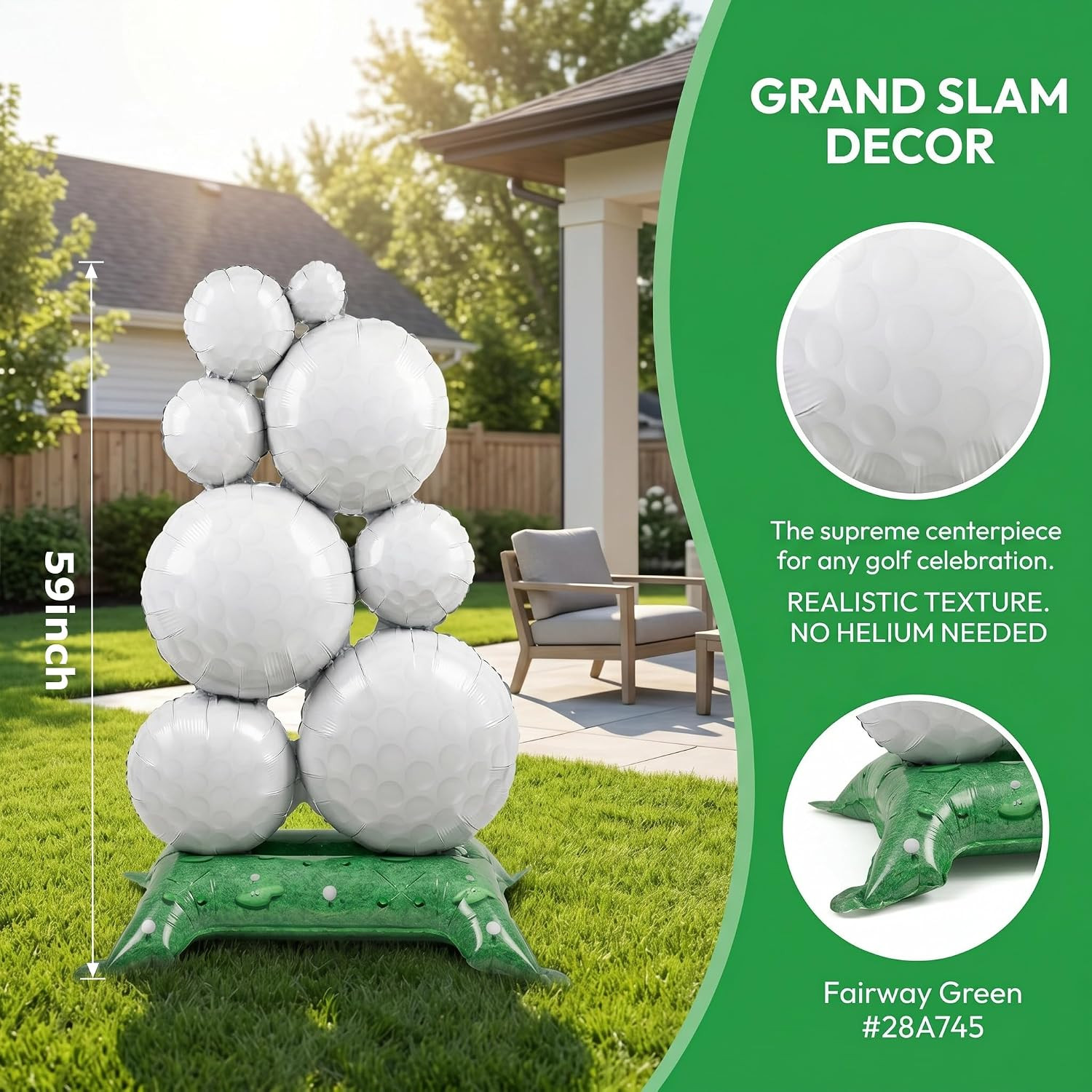 2 Pcs Self Standing Golf Balloons, 59In Large Golf Birthday Foil Balloons | Spor