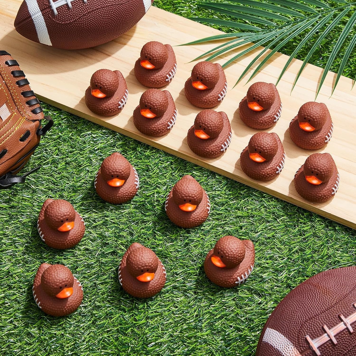 Football Rubber Duck, 1.75 Inches, Pigskin Football Theme Duck, Jeep Ducking