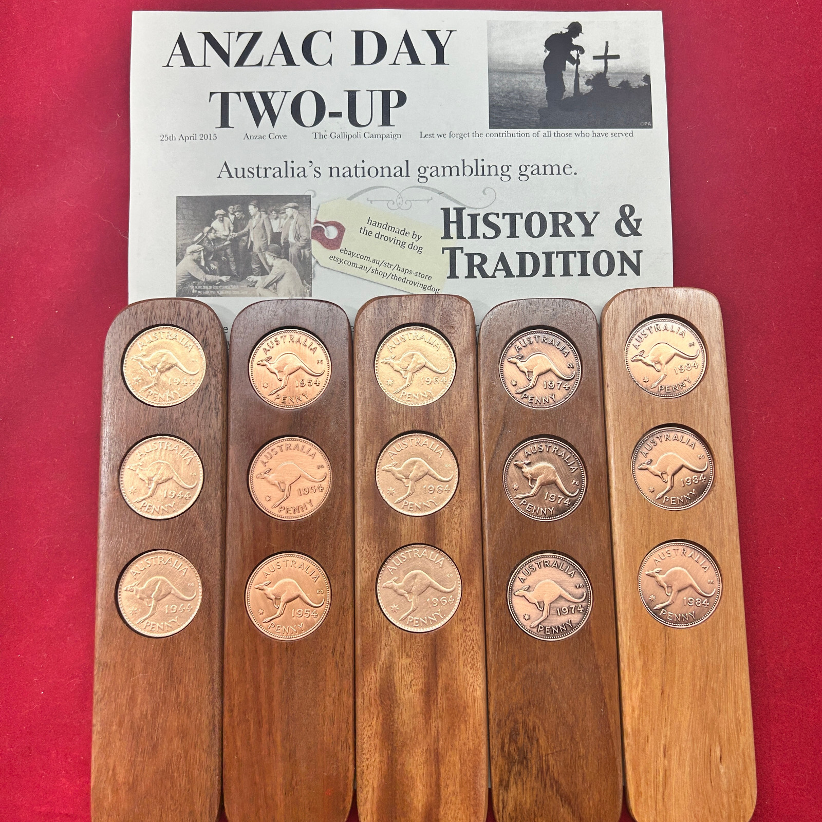 40th Birthday Present – 1986 Australian Penny 2UP Game – ANZAC Day Two-Up