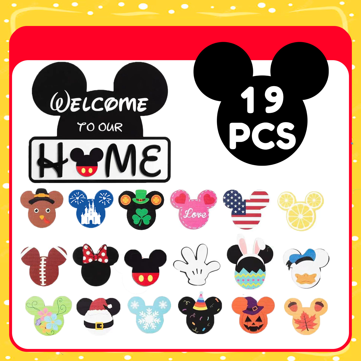 Welcome Door Sign Mickey Mouse Party Decoration Disney Party Supplies Outdoor