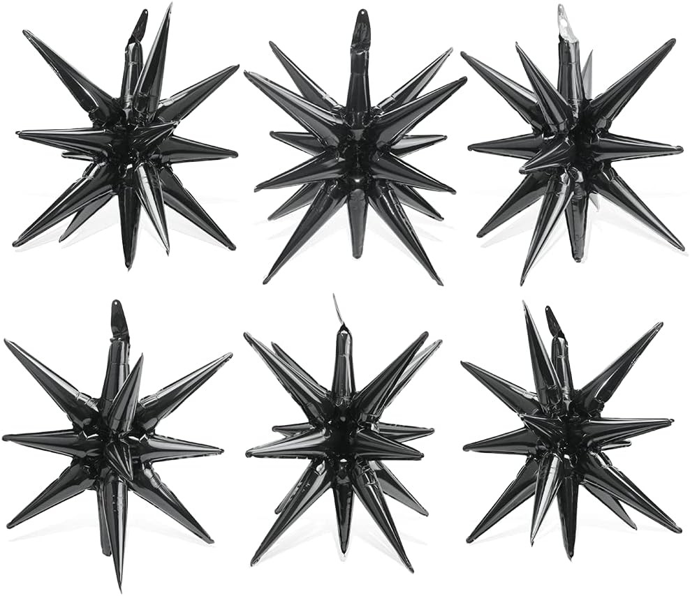 4D 14 Point One-Piece Star Cone Balloon Metallic Spike Explosion Star Balloon, 6