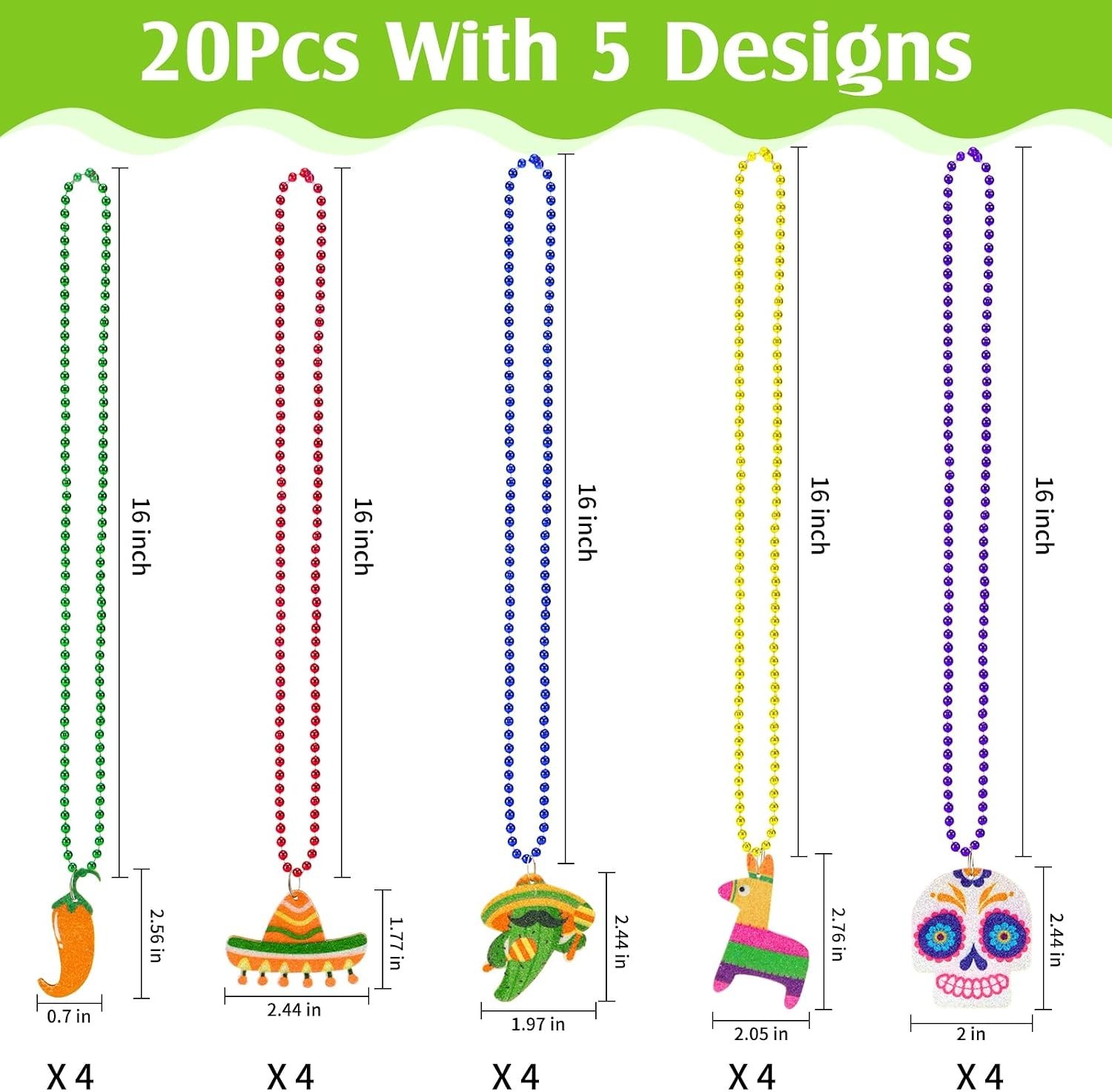 Fiesta Beaded Necklaces 20pcs Cinco De Mayo Party Favors Mexican Celebration …