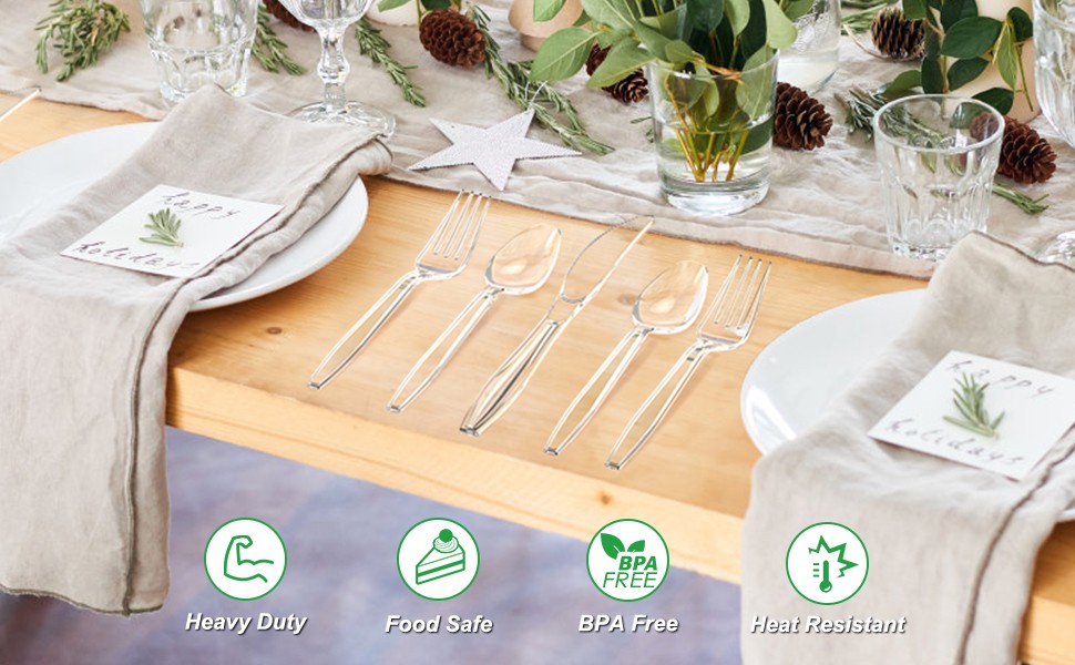 100 Count Clear Plastic Spoons Disposable, BPA-Free, Heat Resistant, Solid and