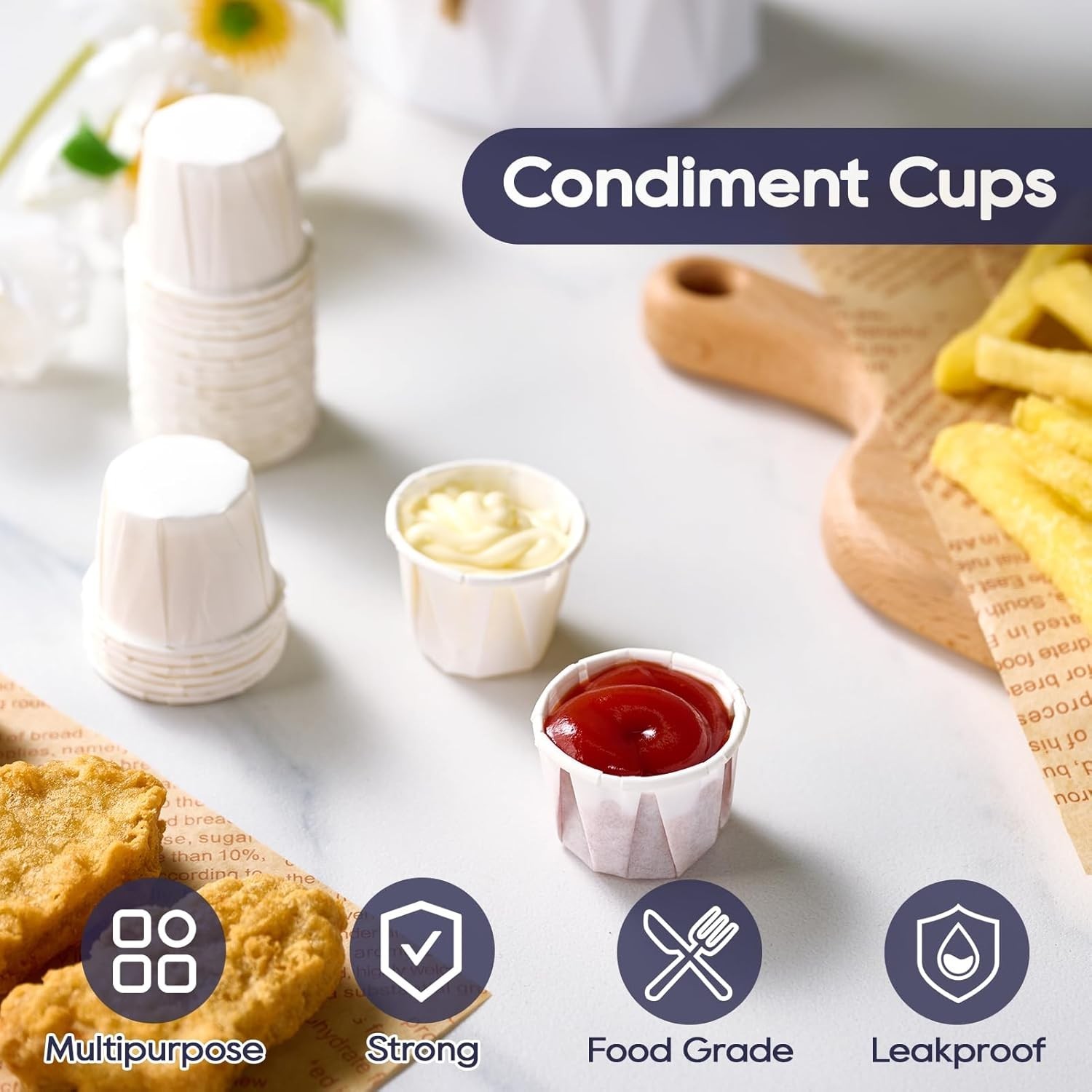 500 Pack 0.75 oz Disposable Paper Souffle Medicine Cups, 3/4 oz Sample Cups f…