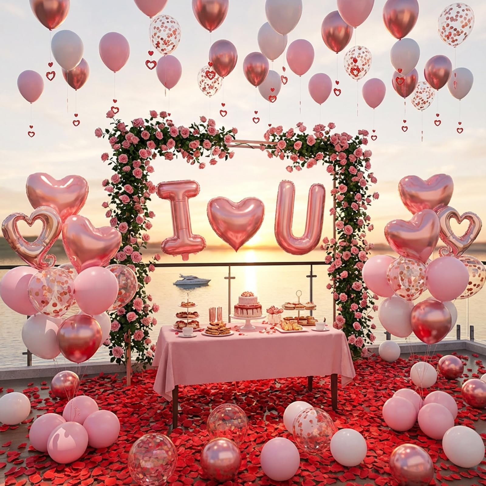I Love You for Her/Him Balloons 87pcs Light Pink and White Rose Gold Balloon …