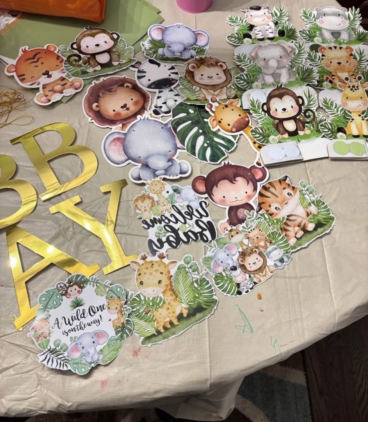WoodlandAnimal Baby Shower Decorations Set Lion Monkey Elephant Zebra Giraffe