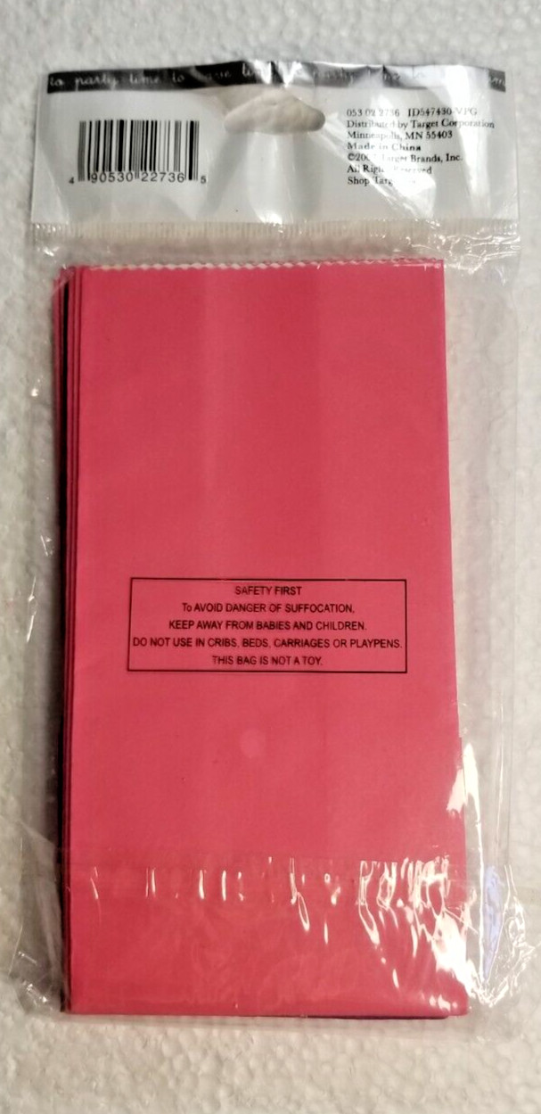 Paper Treat Bags Pink & Purple Contemporary Design 3 Packs Birthday Valentine +