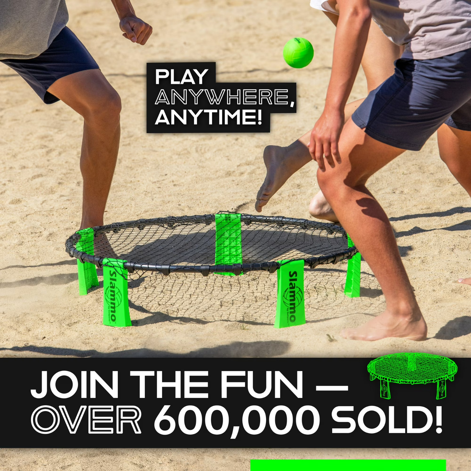GoSports Slammo Outdoor Game Set – Beach Lawn Game Set – Includes 3 Balls, Carry