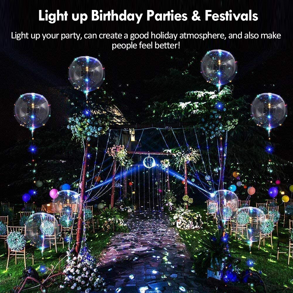 10 Pcs LED Light Up Bobo Balloons 20 Inch Graduation Birthday Wedding Decoration