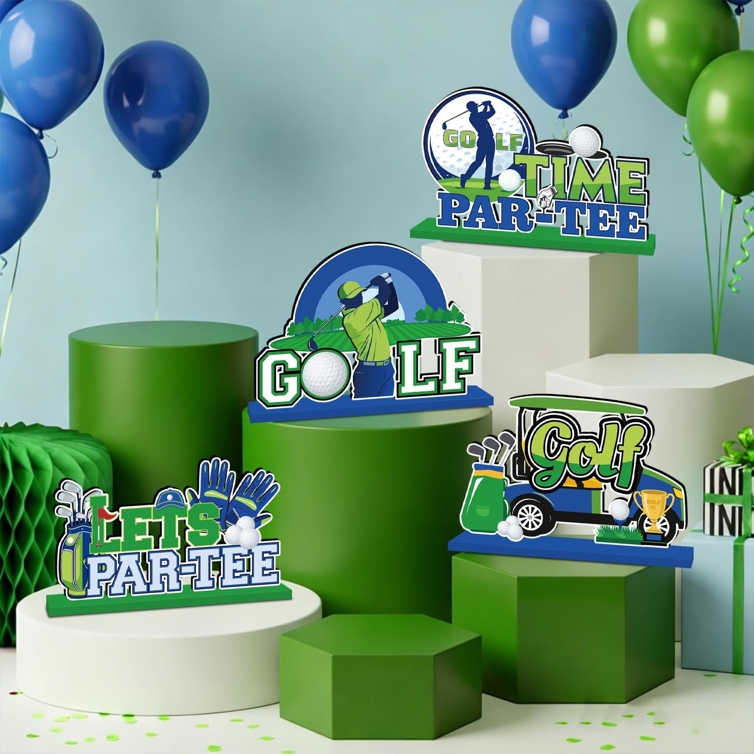 4 PCS Masters Golf Party Decorations Birthday Wooden Centerpieces Table