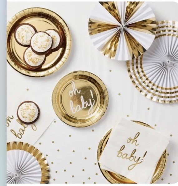 Spritz “Oh Baby!” Baby Shower Tableware Party Set 6pc Gold