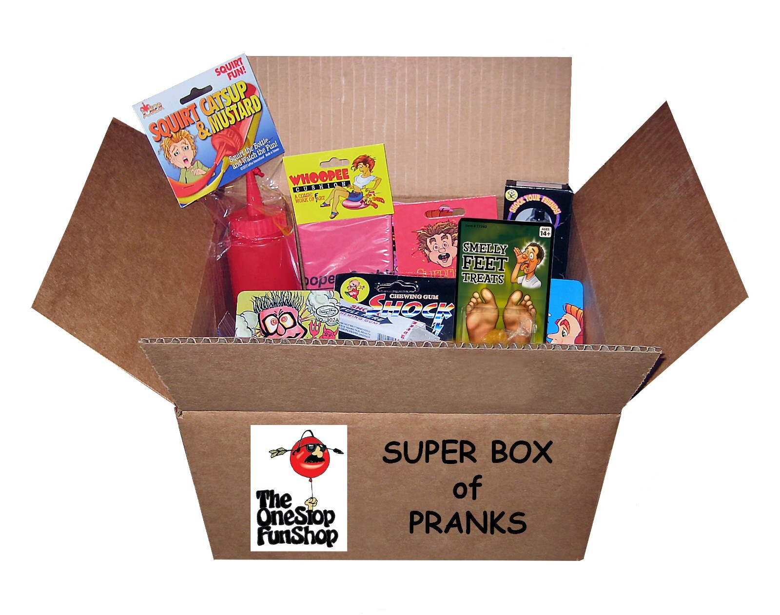 SUPER BOX OF PRANKS – Hand Buzzer Whoopee Cushion Itch Powder Jokes Gags Fun