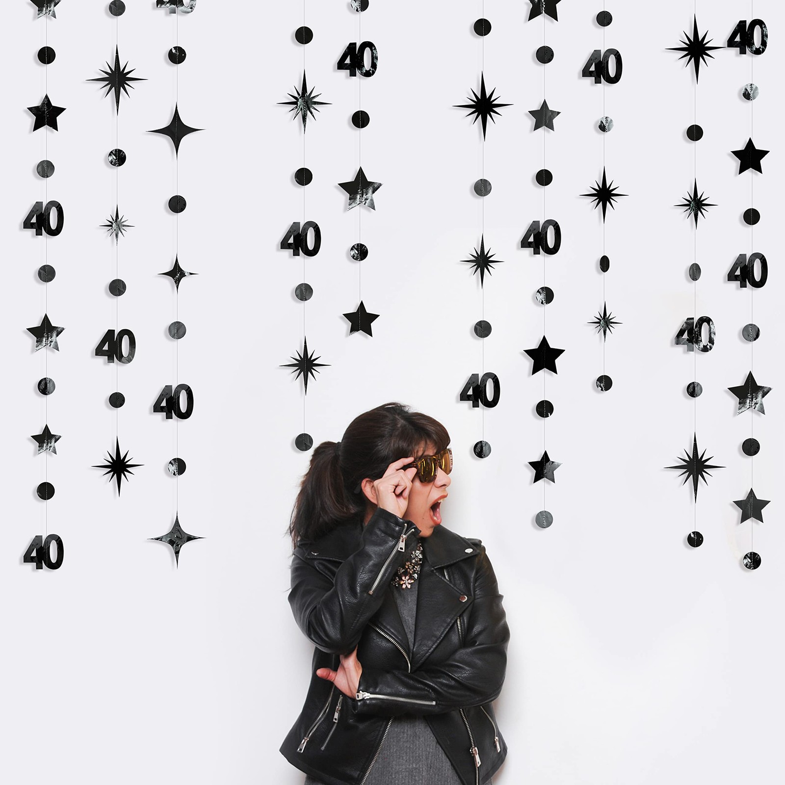 Number 40 Party Decor lbs Twinkle Streamer Backdrop lbs Black Silver