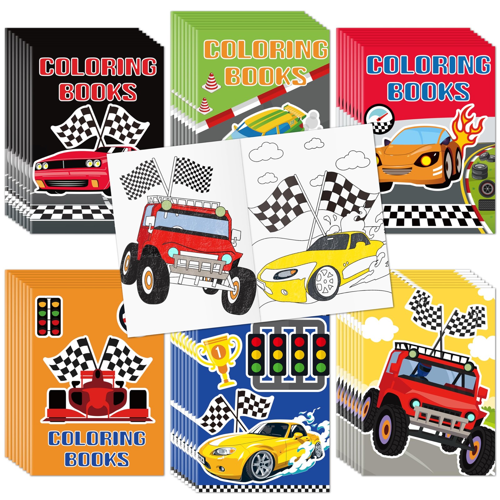 JAPBOR 24pcs Race Car Coloring Books Bulk for Kids Party Favors Racing Small …