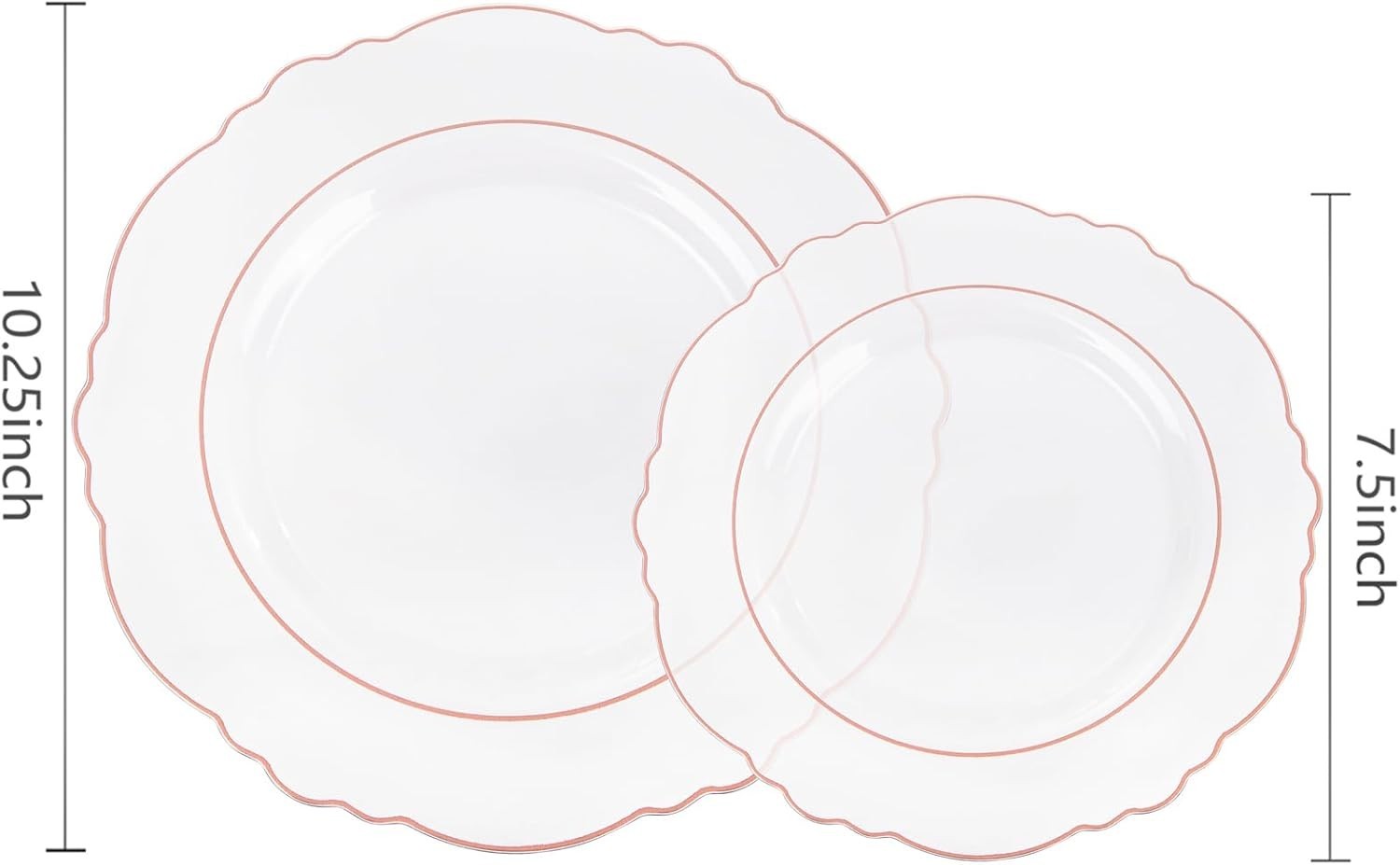 100pcs Rose Gold Plates Plastic Disposable – Baroque Clear and Rose Gold Plat…