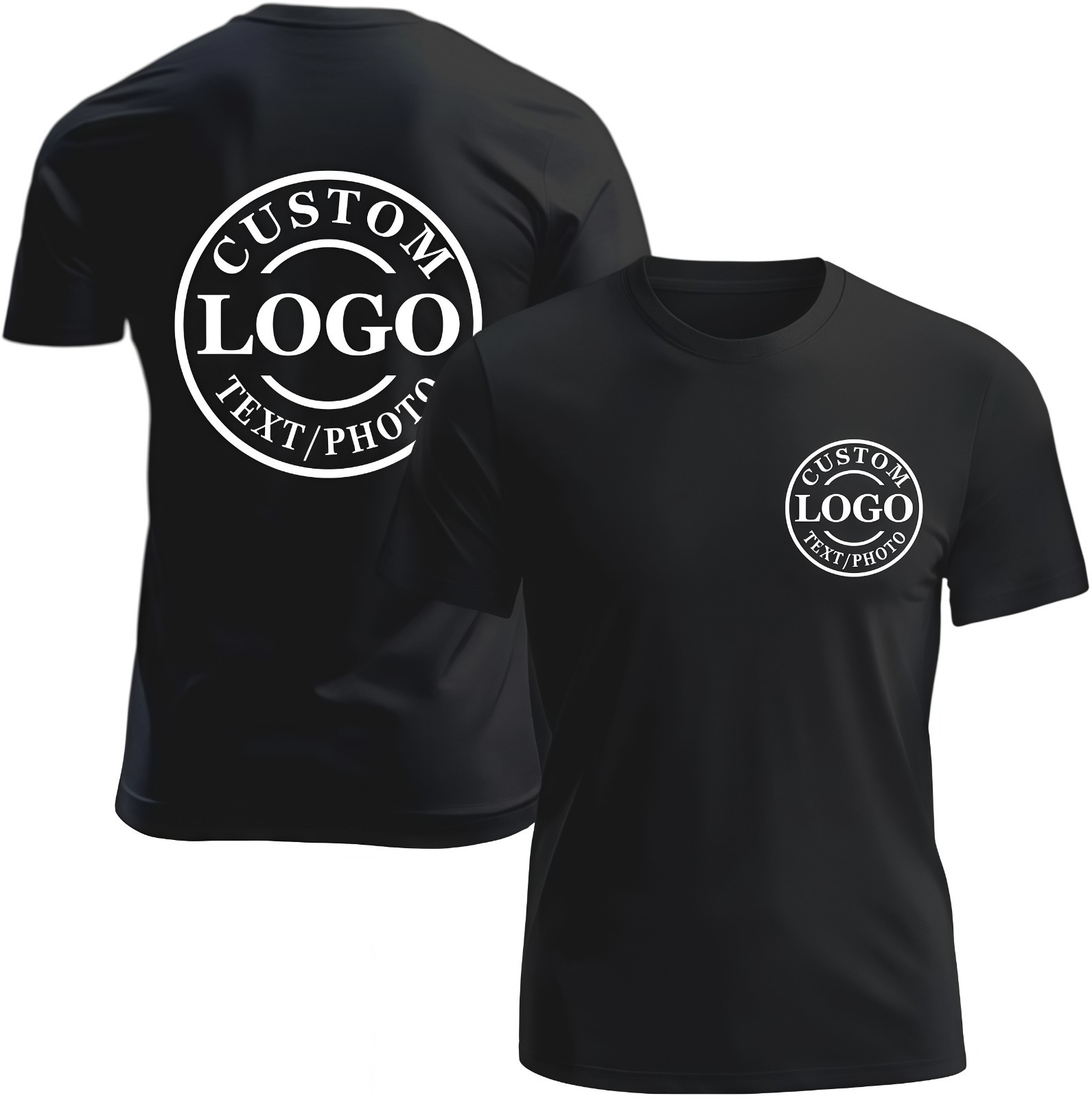 Custom Team Event T-Shirt Upload Logo Text Photo Front Back Cotton Tee