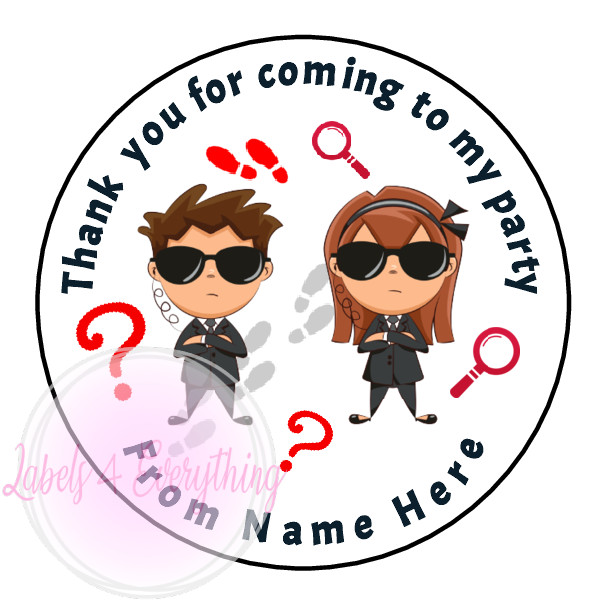 Personalised Spy Mission Stickers Birthday Party Thank You Sweet Cone