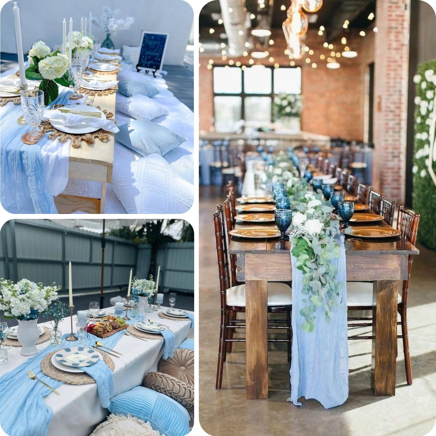 10 Pack Baby Blue Table Runner 21×120 Inch Light Blue Cheesecloth Table Runner 1