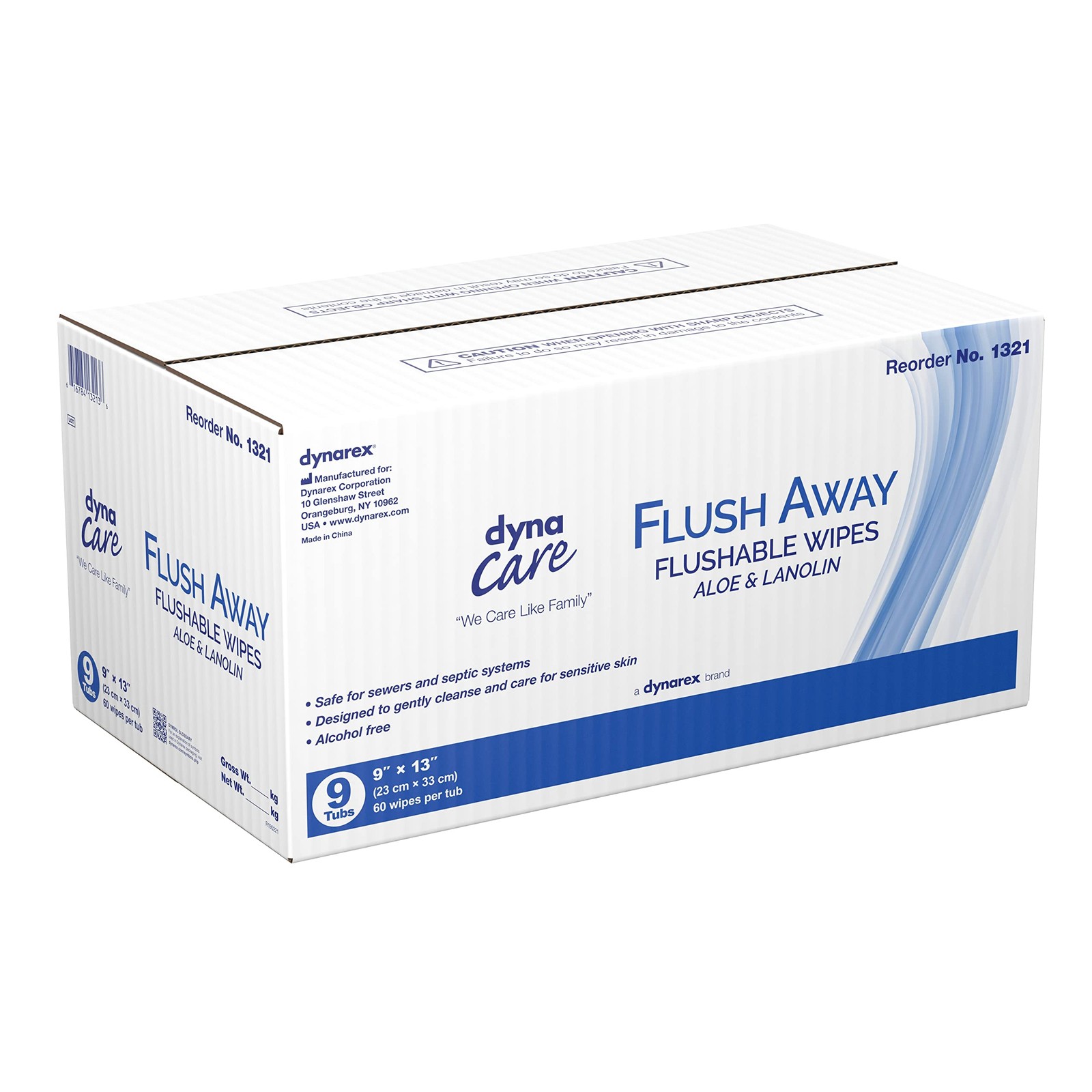 Dynarex Flushable Adult Wipes Tub Pack – 540 Count, Aloe, pH Balanced
