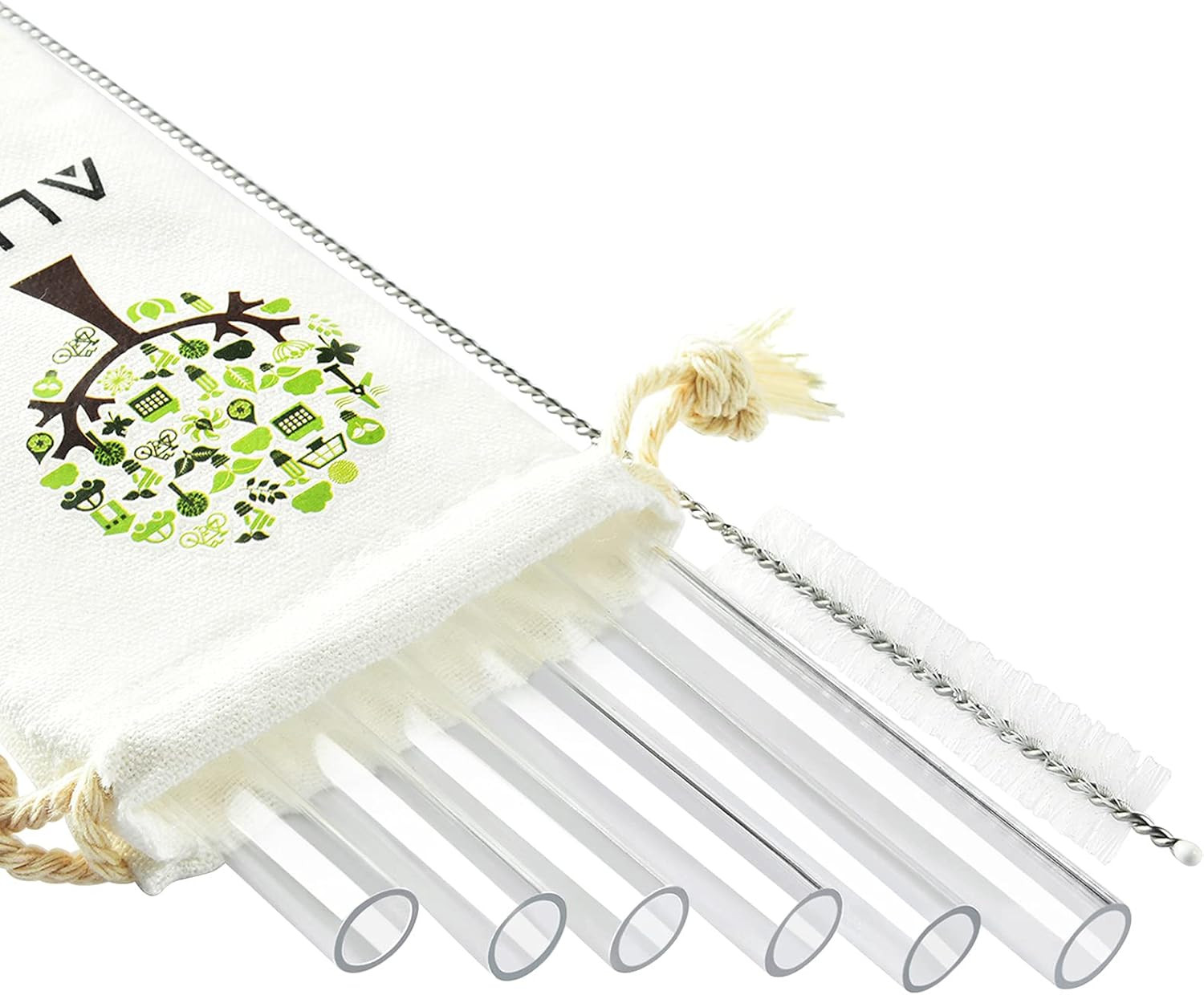 ALINK Reusable Clear Smoothie Straws, 10 in X 10 Mm Jumbo Tritan Hard Plastic Dr