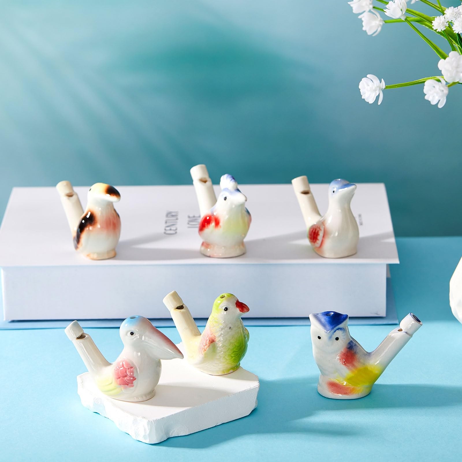 6 Pcs Bird Water Whistles for Kids Ceramic Bird Call Whistles Colorful