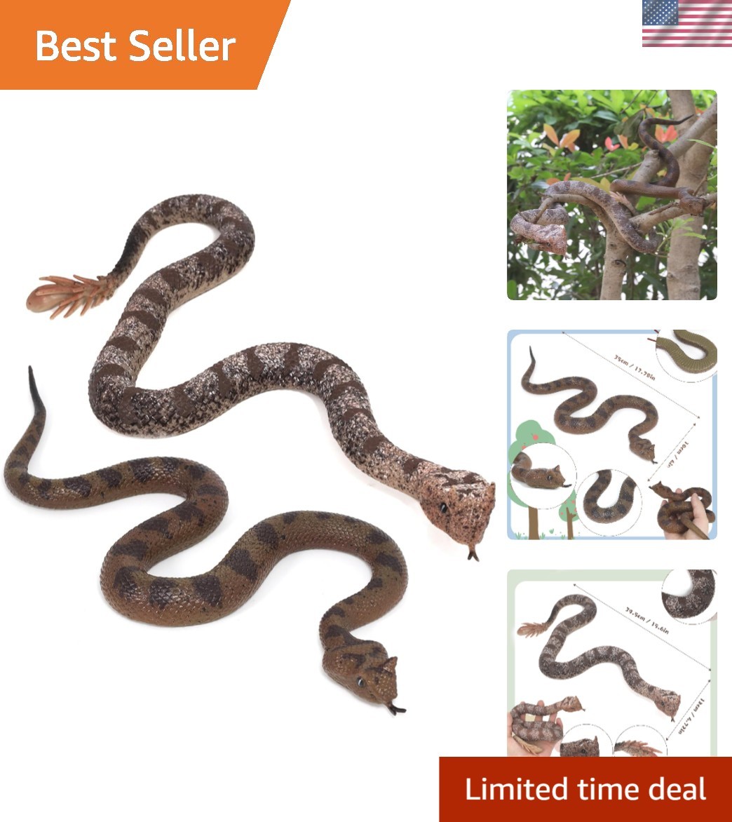 2pcs Realistic Fake Snake Toys Rubber Rattlesnake Garden Scare Decor