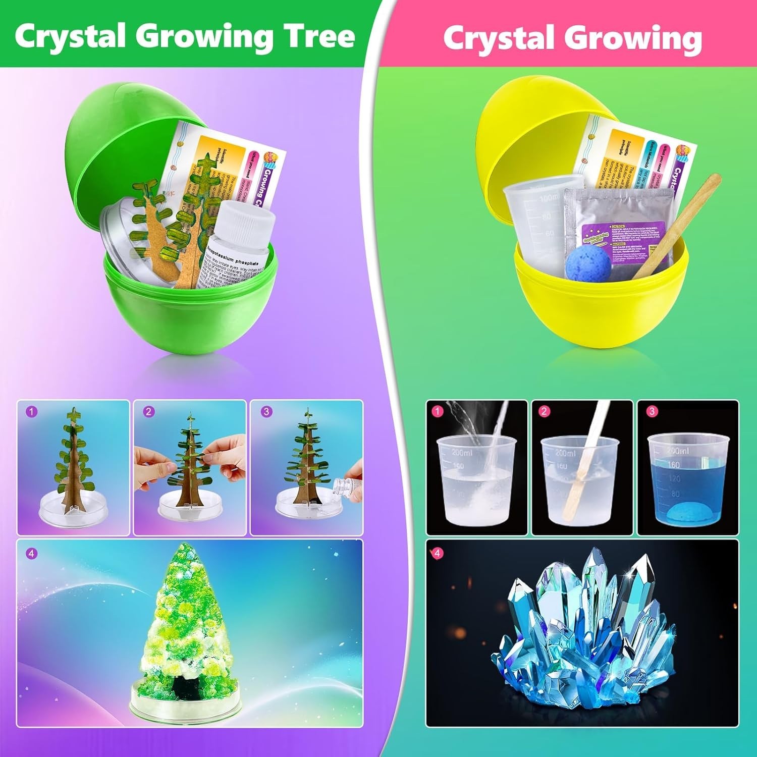 4 Jumbo Easter Basket Stuffer Surprise Eggs, Science Experiments for Kids, Ea…