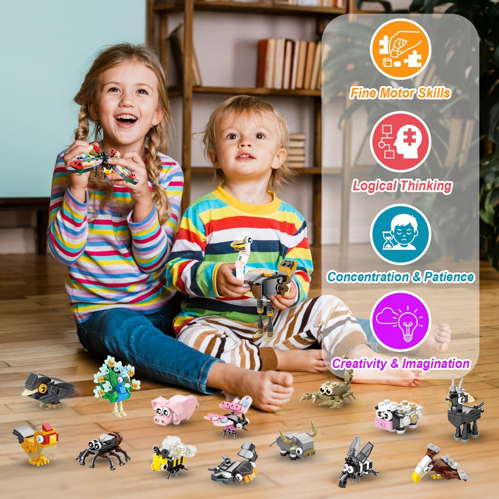 40 Packs Party Favors for Kids – 999+ PCS Animal Building Blocks, 4 Themes: O…