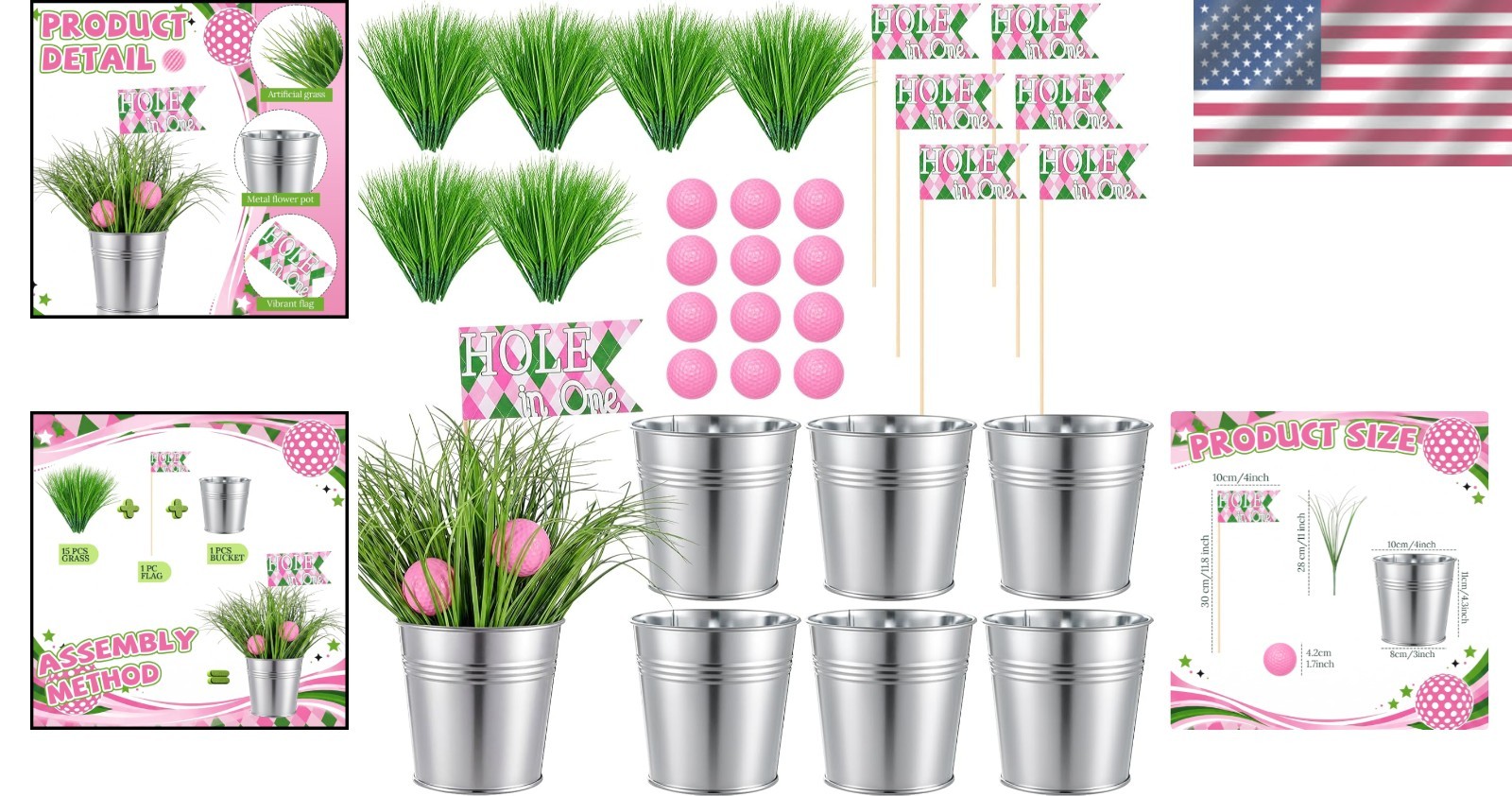 6 Set Golf Party Table Decorations Kit Includes 6