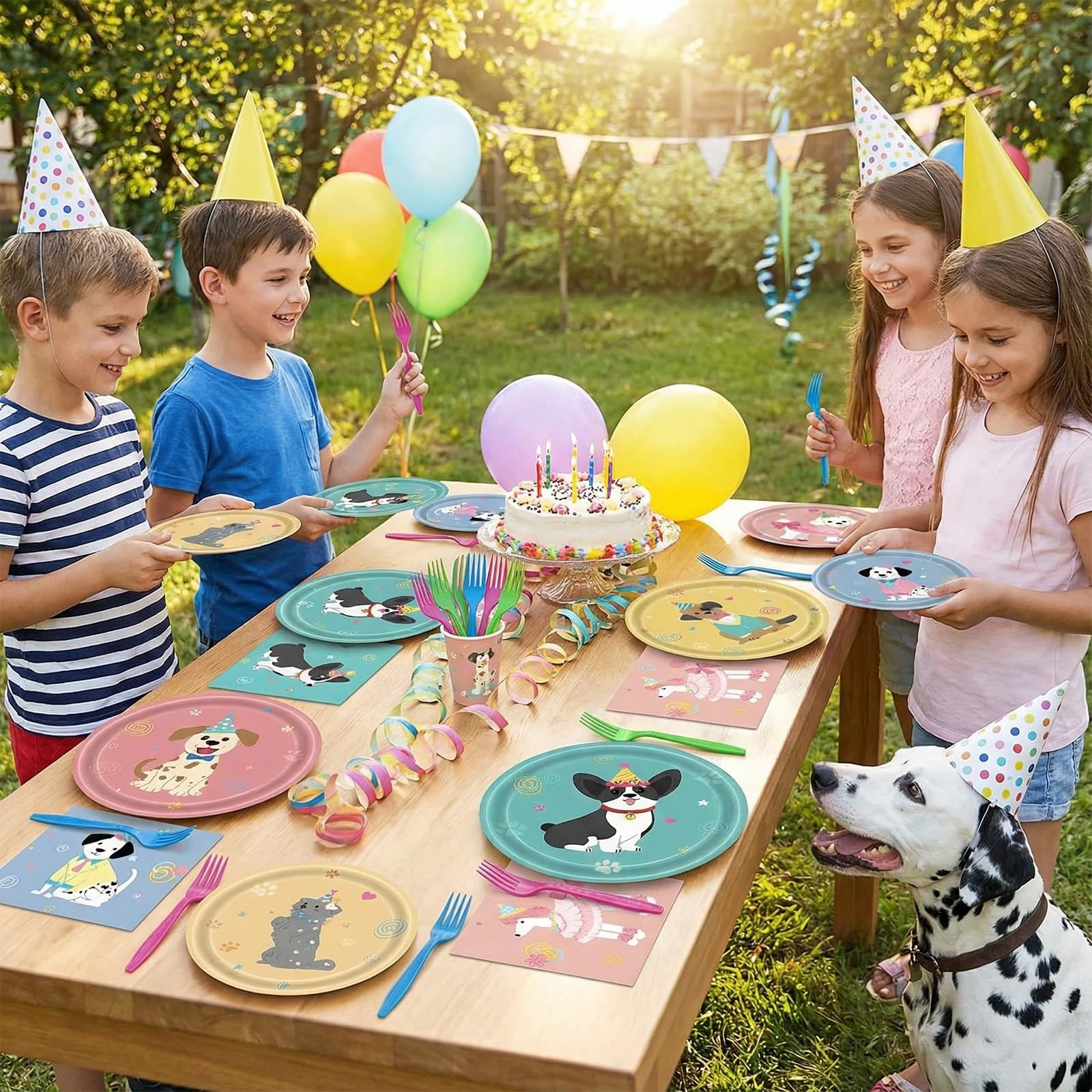 96Pcs Pet Dog Birthday Decorations, Retro Dog Birthday Party Supplies Puppy T…