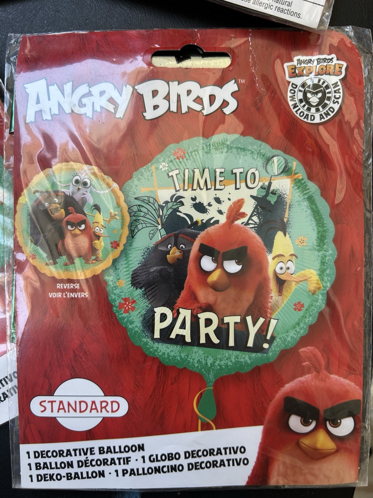 4 Packs Angry Birds Party Balloons. Birthday. 3 Foil And A Pack Of 6 Regular