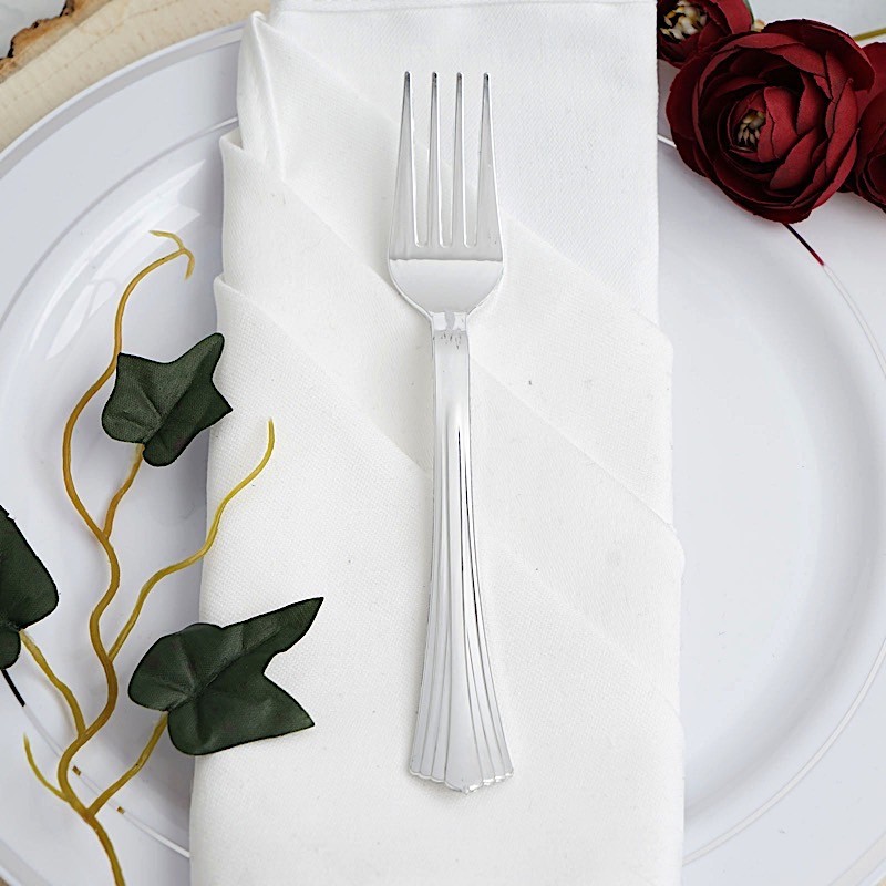 Hard Plastic SILVER FORKS Party Wedding Catering Cutlery Disposable Silverware