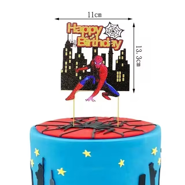 Spiderman Theme Superhero Birthday Cake Decorations Boys Cake Toppper for Kids