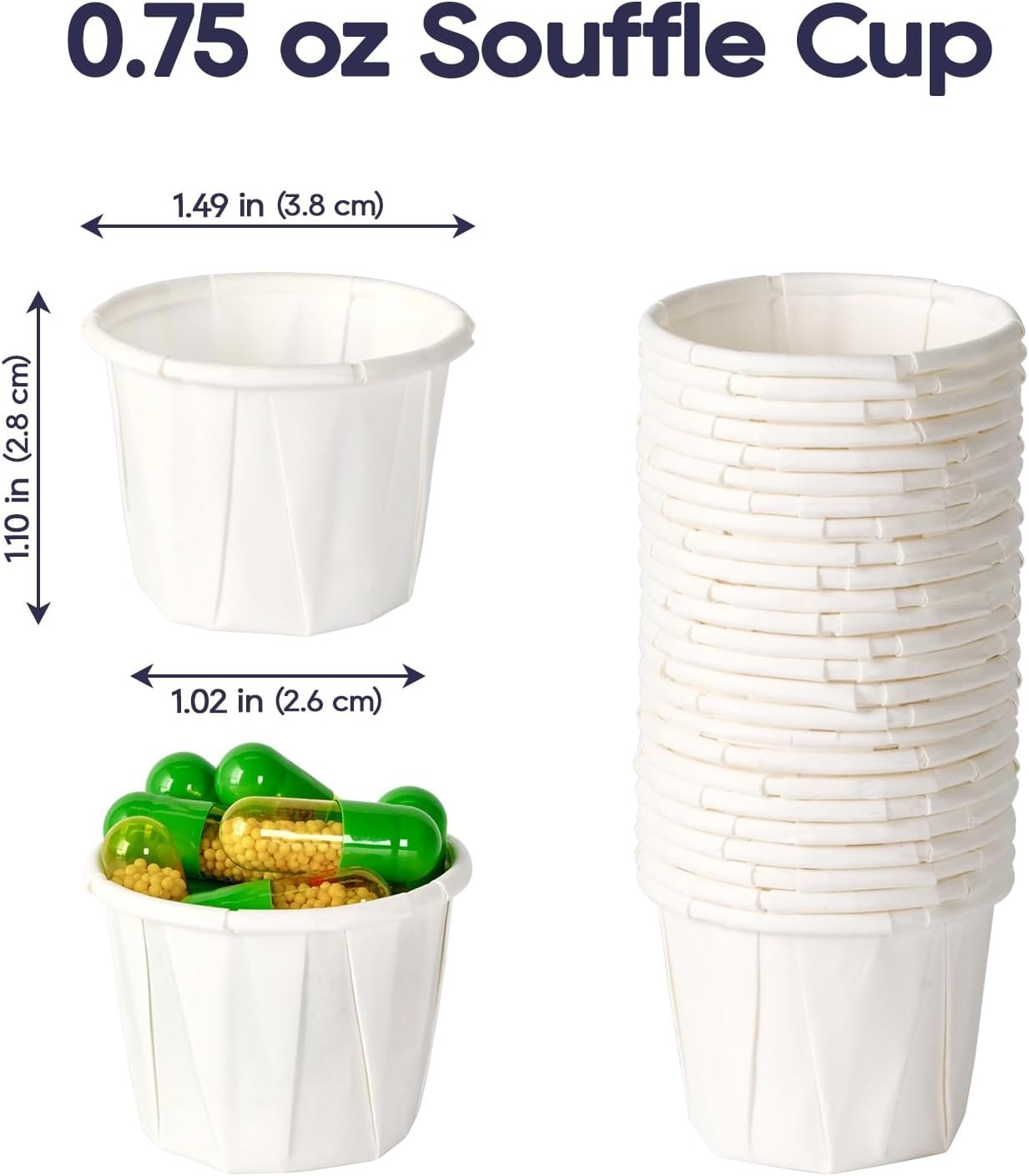 500 Pack 0.75 oz Disposable Paper Souffle Medicine Cups, 3/4 oz Sample Cups f…