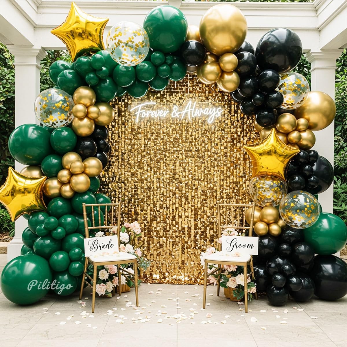 Double Dark Green Black Gold Balloon Arch Kit – 104Pcs Emerald Green Balloon …