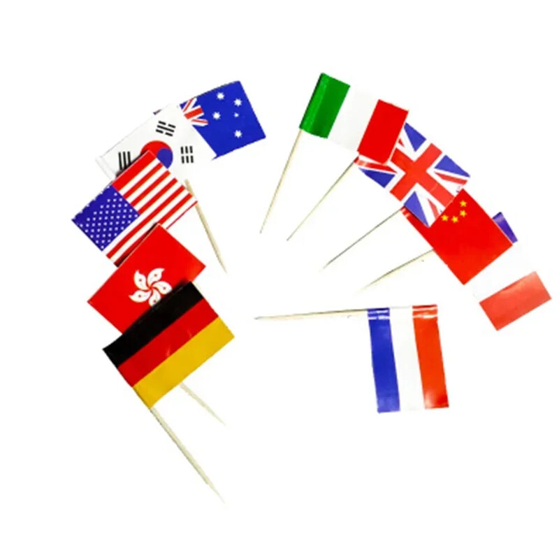 100Pcs National Flag Pick Different Countries Art Toothpicks Party Stick Cupcake