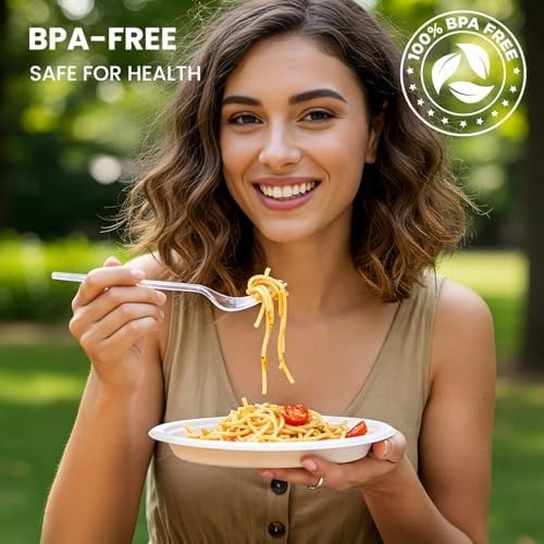 400 Count Heavy Duty Plastic Silverware, BPA-Free, Clear Plastic Cutlery Set,…