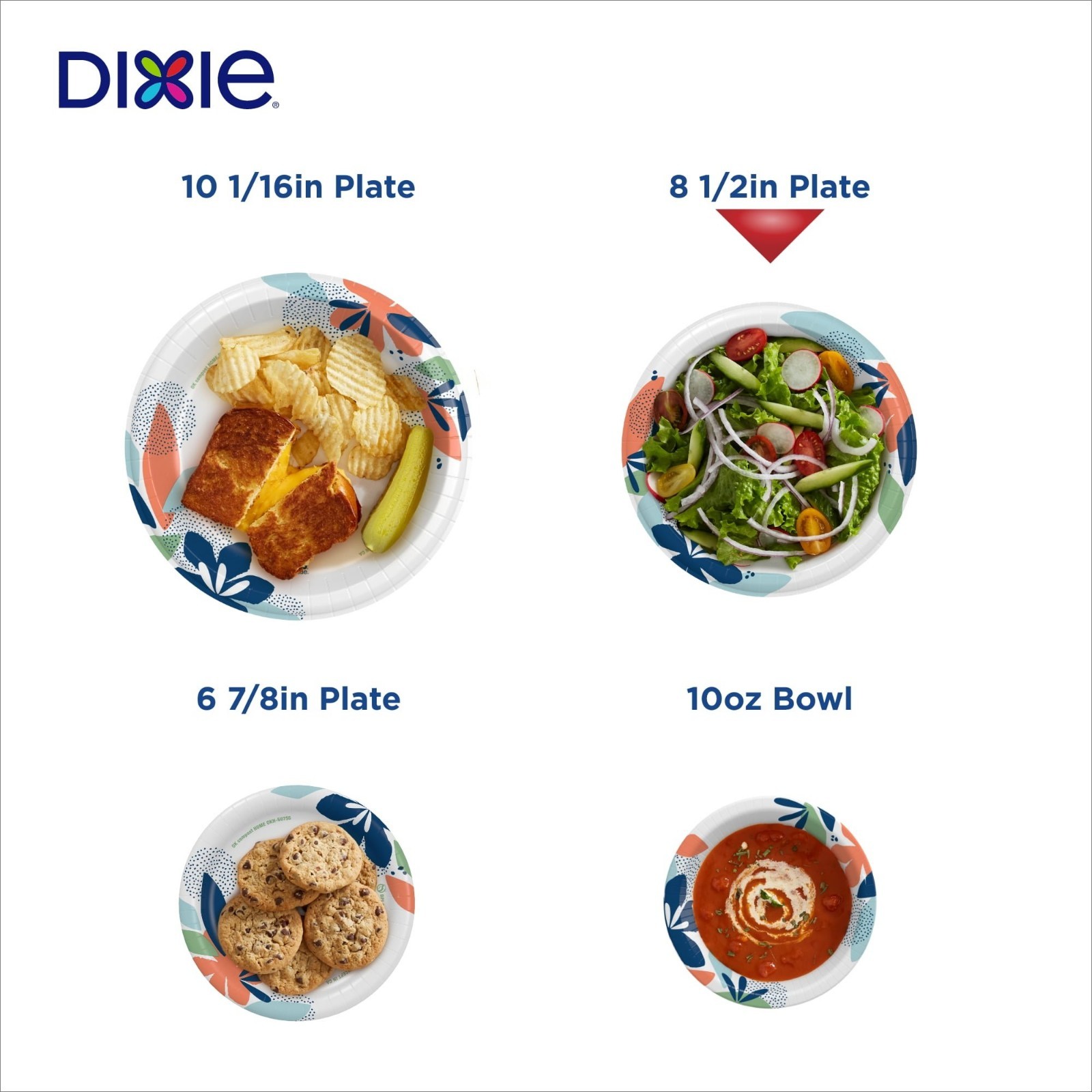 Dixie Disposable Paper Plates, 8.5″, Multi-Color, 200 Count
