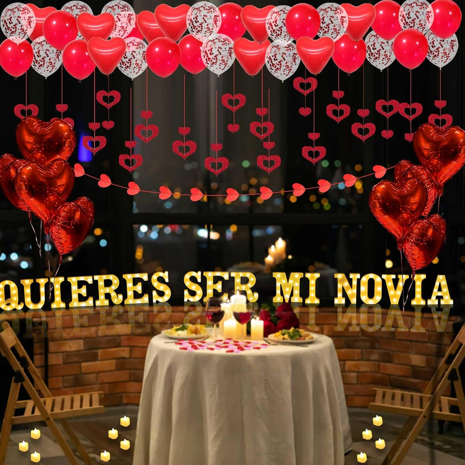 Quieres Ser Mi Novia Light Up Letters Proposal Decorations, 17Pcs 6.3″ Letter Si