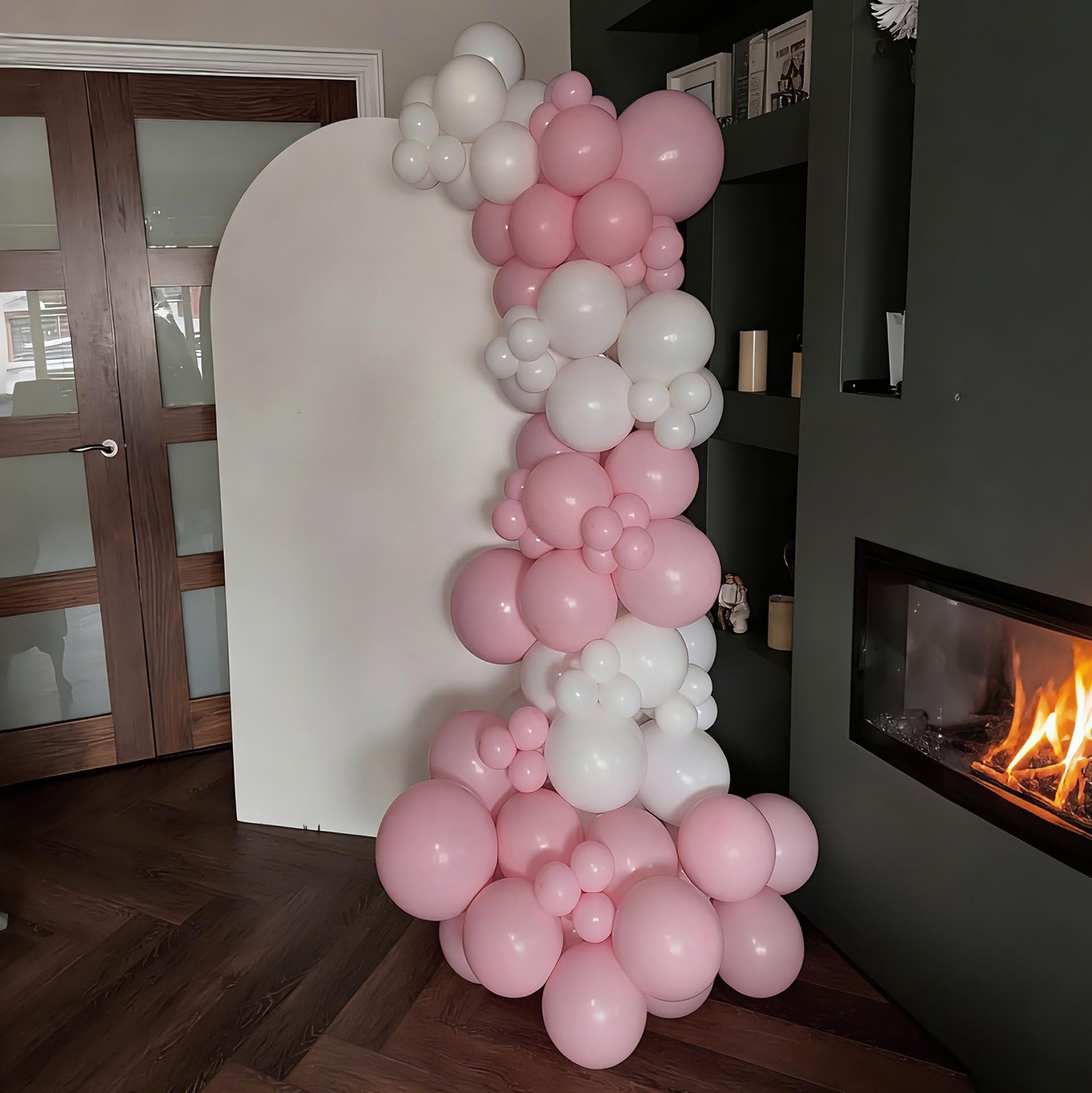 Light Pink Balloon Arch Kit, 134Pcs Pink and White Balloons