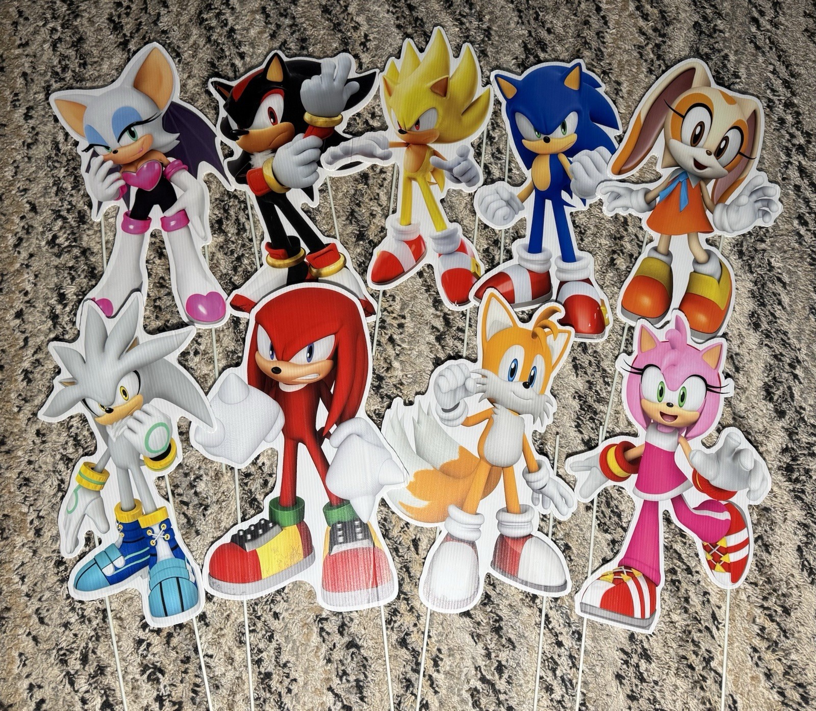 8pc Sonic The Hedgehog Friends Birthday Party Yard Decoration Cutouts Signs 15”