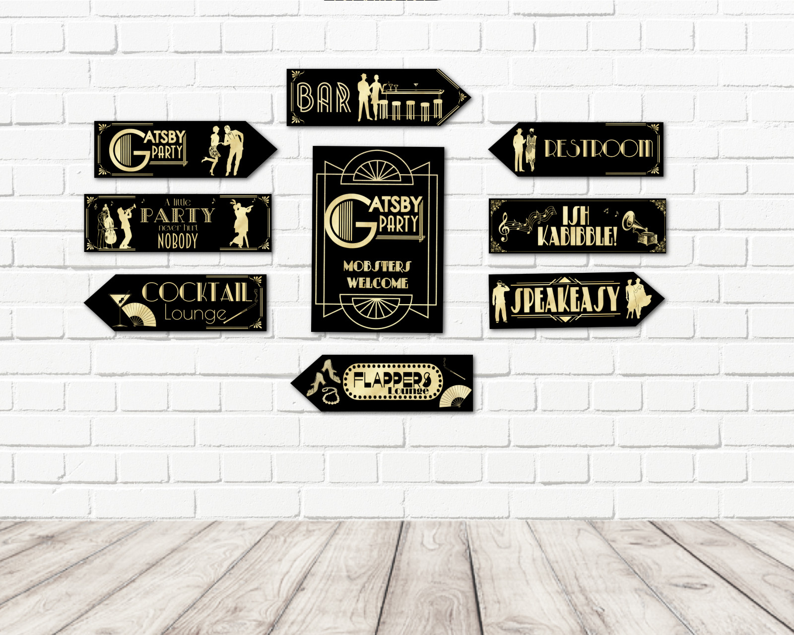 Gatsby Flapper Speakeasy Party Art Deco 1920’s Arrows & Signs Decorations