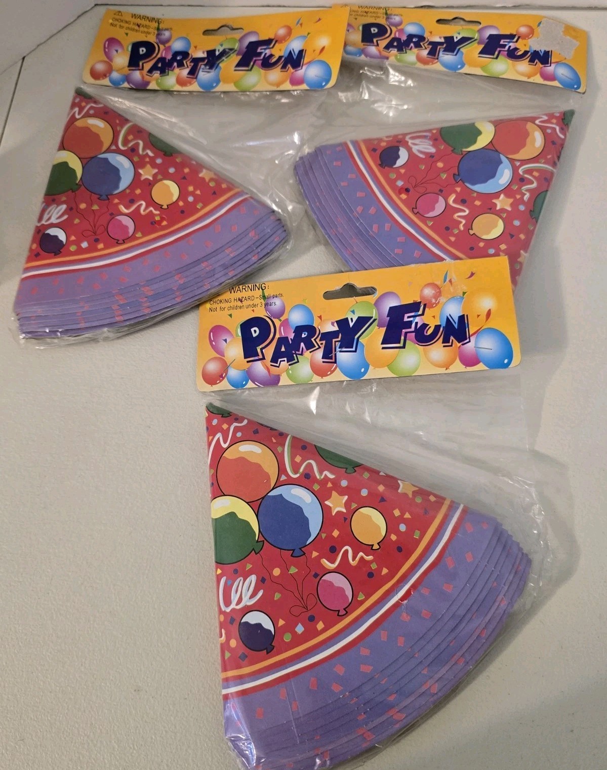 Vintage Birthday Balloon Party Hat Cone For Kids 8ct Each-Lot Of 3